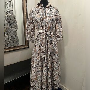 ANN MASHBURN Floral Tie-Waist Maxi Dress